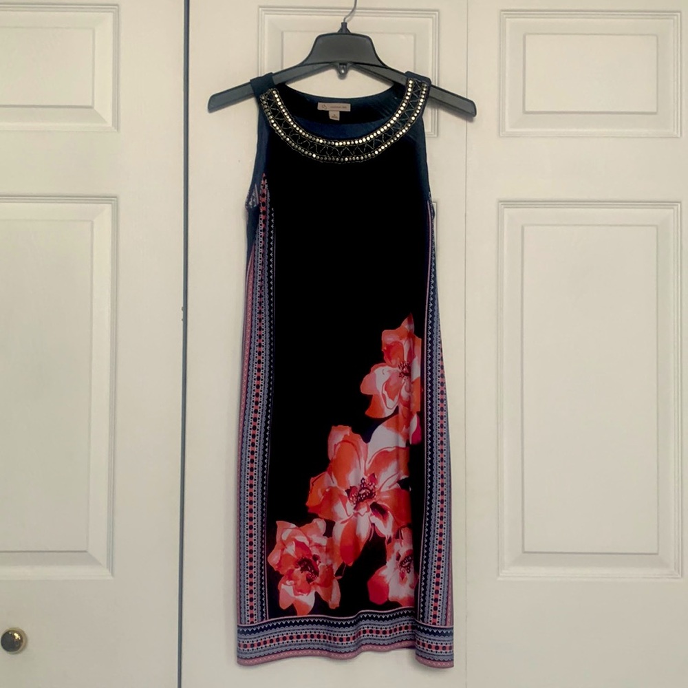 Navy Floral Midi Dress